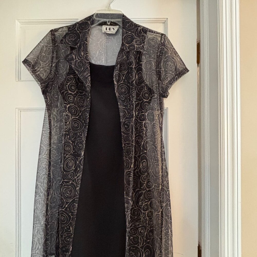 Black Sleeveless Dress with Sheer Long Cover Up